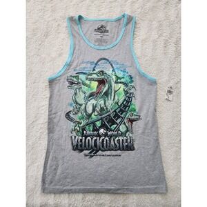 NWT Universal Orlando Jurassic World VelociCoaster Graphic Tank Top Gray Size...